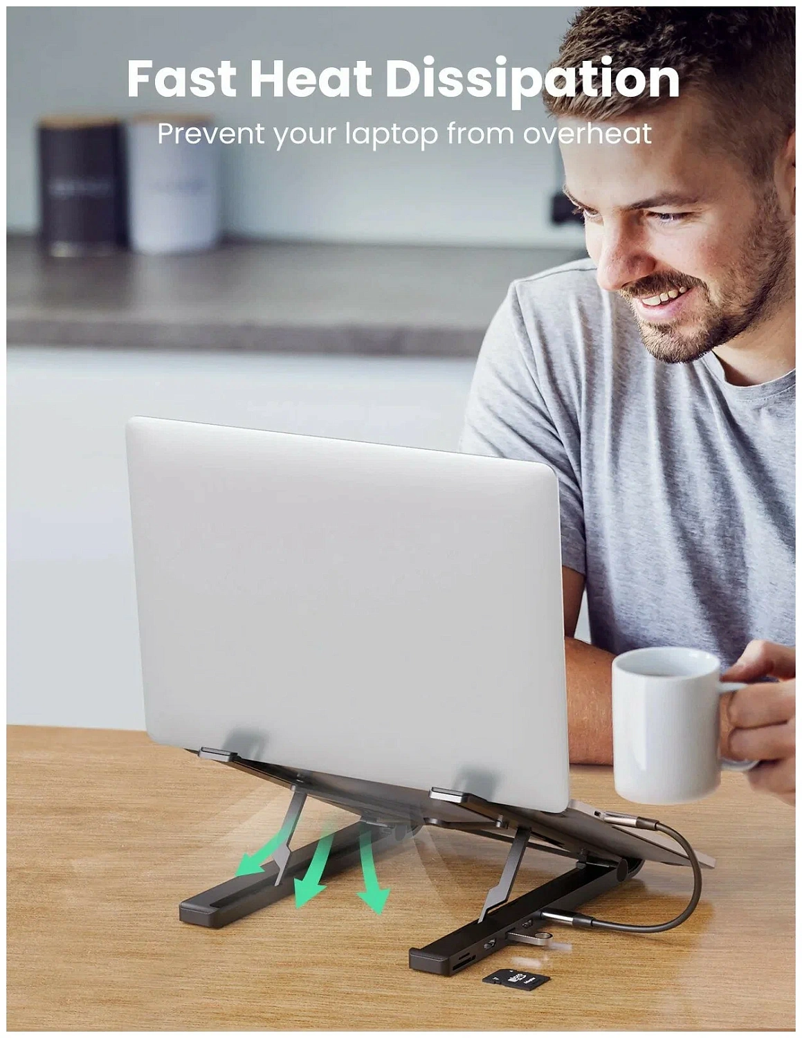 80551 Хаб-подставка UGREEN CM359 USB-C - 2xUSB-A 3.0, HDMI v1.4 4K30Hz, SD/MicroSD